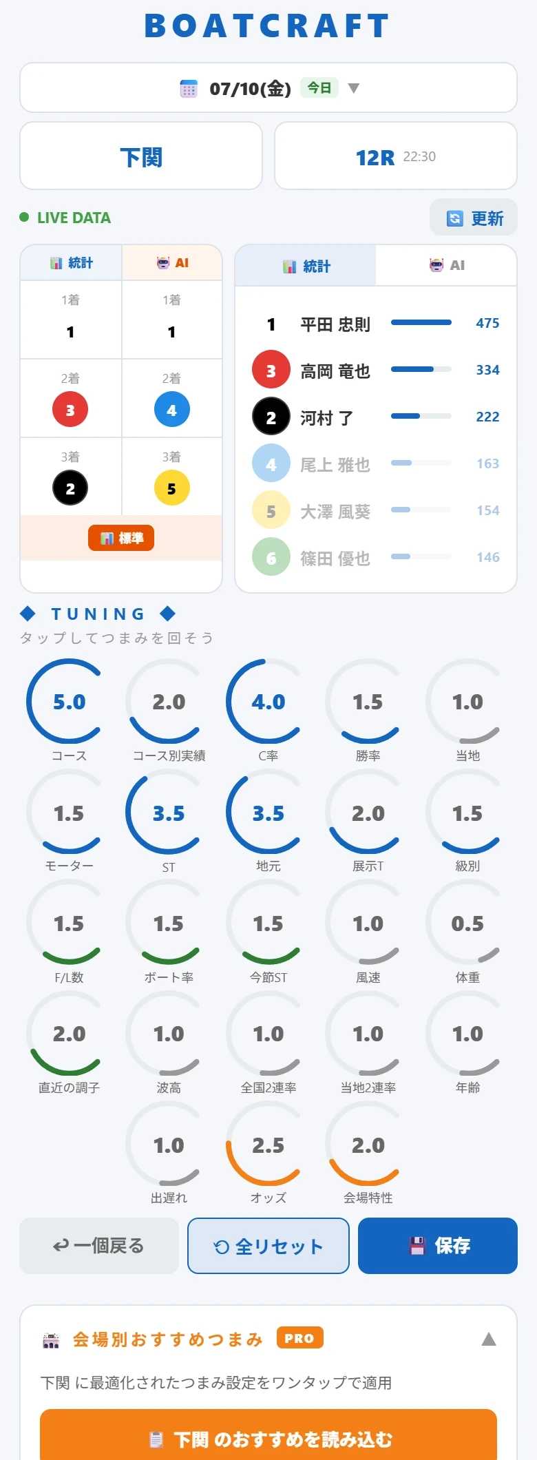 BOATCRAFT Proプラン画面